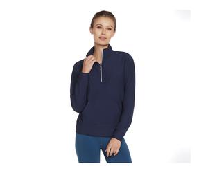 Skechers Performance GoLuxe Rib 1/4 Zip Polyester Damen Pullover Blau M