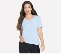 Skechers Pima V-Neck T-Shirt in Weiss/Violett, Größe Medium