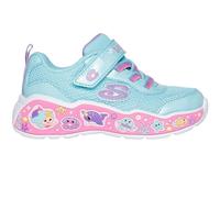 Lauflernschuh SKECHERS "PLAY SCENE-FUN SQUAD", Kinder, Gr. 26, bunt (türkis, multi), Mesh, Lederimitat, kontrastfarbene Details, animal-print, sportlich, Schuhe, Sneaker mit bunten Motiven verziert, G