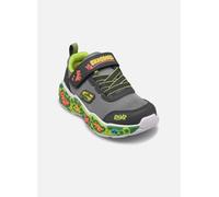 Lauflernschuh SKECHERS "PLAY SCENE", Kinder, Gr. 24, grau (grau, limette), Textil, Lederimitat, animal-print, sportlich, Schuhe, Sneaker, Babyschuh mit Klettverschluss, Größenschablone zum Download (5