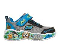 Lauflernschuh SKECHERS "PLAY SCENE", Mädchen, Gr. 23, grau, blau, Lederimitat, Mesh, Schuhe Lauflernschuh, Freizeitschuh mit bedruckter Sohle, Größenschablone zum Download (77245214-23) grau, blau