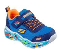 Skechers Sneaker Play Scene Kinder Blau/Orange Lederimitat und Mesh Gr. 21 – bedruckte Sohle