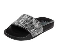 Skechers Damen POP UPS New Spark Slides, Black Canvas/Rhinestone Trim, 38 EU