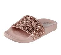 Pantolette SKECHERS "POP UPS NEW SPARK" Gr. 39, rosegold (roségoldfarben) Damen Schuhe Pantoletten mit funkelnder Bandage (83942367-39)