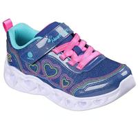 Skechers Rainbow Heart Light Up Sneakers - Kinder Casual Shoes with Gore Strap and On/Off Button Turnschuhe für Mädchen und Jungen, Stoff Marineblau Synthetik Multi Trim, 28.5 EU
