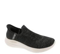 Skechers Relaxed Fit Sport-Sneaker für Damen, Schwarzer Strick, Hellrosa Besatz, 36 EU