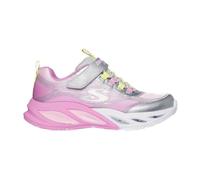 Sneaker SKECHERS "COSMIC GLOW LIGHTS", Mädchen, Gr. 30, bunt (silberfarben, rosa), Lederimitat, Textil, kontrastfarbene Details, Schuhe, Klettschuh mit Glitzer, Größenschablone zum Download (35745242-