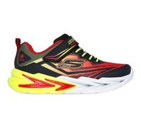 Sneaker SKECHERS KIDS "FLEX-GLOW ULTRA", Kinder, Gr. 27, schwarz (schwarz, rot), Lederimitat, Textil, kontrastfarbene Details, sportlich, Schuhe, Blink,-Klettschuh zum Schlüpfen, Neon, Größenschablone