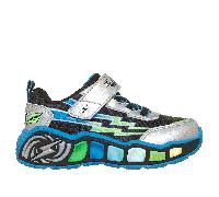 Skechers S-Lights: Lil' Storm Scene Shoes in Silber/Schwarz, Größe 26