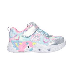 Skechers S-Lights: Unicorn Charmer - Lil Heart Sparkles Shoes in Silber, Größe 22