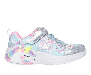 Skechers S-Lights: Unicorn Dreams - Heart Sparkles Shoes in Silber, Größe 33.5
