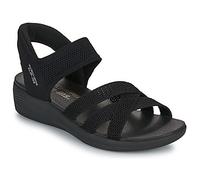 Keilsandalette SKECHERS "ARYA", Damen, Gr. 37, schwarz (schwarz, uni), Textil, unifarben, casual, Schuhe, Freizeitschuh, Sandale in veganer Verarbeitung (77673144-37) schwarz, uni