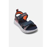 Skechers Jungen Microspec-Splash Turnschuhe, Navy Synthetic/ Gray & Orange Trim, 29 EU