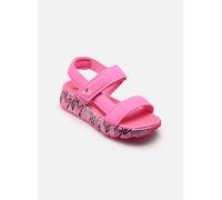 Sandale SKECHERS "UNO LITE SANDAL-SUNNY LOVE", Mädchen, Gr. 34, pink, multi, Synthetik, kontrastfarbene Details, Schuhe Sandale, Sommerschuh, Klettschuh mit Plateau, Größenschablone zum Download (3097