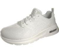 Skechers Skech-air Court Damen-Sneaker, Weißes Netzgewebe mit silberfarbenem Rand, 41 EU