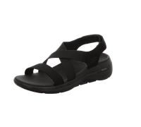 Skechers für Damen. 140257 Go Walk Arch Fit Sandalen schwarz (39), Stoff, Wohnung, Klettverschluss, Lässig