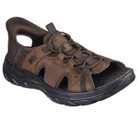 Sandale SKECHERS "REVOLTED SS-MERRICK", Herren, Gr. 48,5, braun (dunkelbraun), Textil, Lederimitat, sportlich, Schuhe, Trekkingsandale, Outdoorschuh mit Heel Pillow Funktion (36219149-48,5) dunkelbrau