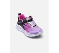 Sneaker SKECHERS "SKECHERS SOLA GLOW", Kinder, Gr. 30, schwarz, multifarben, Textil, Lederimitat, kontrastfarbene Details, sportlich, Schuhe, Freizeitschuh mit Klettverschluss, Größenschablone zum Dow