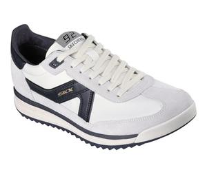 Skechers SKX 92 SPECTIVE Herren-Sneaker, weißes Leder/schwarzes Textil/Pu, Größe 45