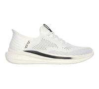 Slip-On Sneaker SKECHERS "SLADE-QUINTO" Gr. 48,5, grau (weiß, grau) Herren Schuhe Stoffschuhe mit dezenten Kontrastbesatz (17921007-48,5)