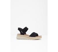 Sandale SKECHERS "BOBS SUN RAY", Damen, Gr. 36, schwarz, Textil, casual, Schuhe, Keilsandale, Sandalette, Plateausandale mit Plush Foam (61423032-36) schwarz