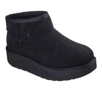 Skechers Winterstiefeletten KEEP COZY Damen Veloursleder Schlupfstiefel Plateausohle Schwarz Gr. 36