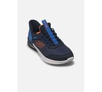 Skechers Microspec Max Brisk-Stripe, Jungen Sneaker, Navy,