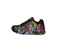 SKECHERS Uno Hoghlight Love Sneaker - Damen - Black And Multi Heart Print Duraleather in Größe 39