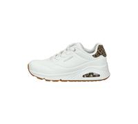 Skechers Damen UNO Jungle Nite Sneaker, White Durabuck/Leopard Printed Suede/Mesh Tri, 36 EU