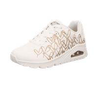 Skechers Damen UNO Golden HeartSneaker, Weiße Durabuck-Mylar-Stickerei in Rotgold, 40 EU