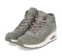 Keilsneaker SKECHERS "UNO-STACRE SHINE", Damen, Gr. 41, grün (olivgrün), Veloursleder, Lederimitat, Textil, casual, Schuhe, High Top Sneaker, Schnürboots mit Luftkammern Sohle (51250161-41) olivgrün