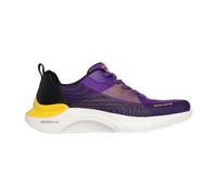 Slip-On Sneaker SKECHERS "SNOOP ACE-CYBER WALKER", Herren, Gr. 42, lila, gelb, Lederimitat, Textil, kontrastfarbene Details, Schuhe Slip-On Sneaker, Schnürschuh, Sportschuh, Snoop Sneaker zum Schlupfe
