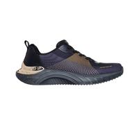 Slip-On Sneaker SKECHERS "SNOOP ACE-CYBER WALKER", Herren, Gr. 42, schwarz, goldfarben, Lederimitat, Textil, kontrastfarbene Details, Schuhe Slip-On Sneaker, Schnürschuh, Sportschuh, Snoop Sneaker zum