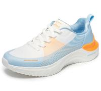 Skechers Snoop ACE Cyber Walker Herren-Sneaker, weißes und blaues Mesh/Hot Melt/Orange Trim, Größe 47
