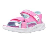 Sandale SKECHERS "SOLA GLOW SANDAL", Mädchen, Gr. 29, rosa (rosa, mint), Lederimitat, Textil, Glitzer, kontrastfarbene Details, Schuhe Sandale, Sommerschuh mit Klettverschluss, Größenschablone zum Dow
