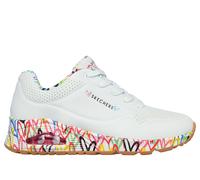 Skechers Damen Uno Loving Love Sneakers, White Durabuck Multi Colored Mesh Trim, 37 EU