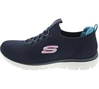 Skechers Damen Summits Top Player Sneaker, Marineblauer Strick, blaugrün-rosa Rand, 40 EU