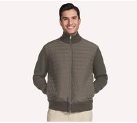 Skechers The Hoodless Kapuzenpullover Cozy Fit Knit Hybrid Jackett in Braun/Grün, Größe Groß