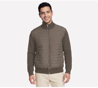 Skechers The Hoodless Kapuzenpullover Cozy Fit Knit Hybrid Jackett in Braun/Grün, Größe Klein