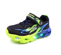 Skechers Thermo-Flash Heat-Flux Sneaker für Jungen, Schwarzes Synthetik-Mesh mit blauem Limettenrand, 1.5 UK Child