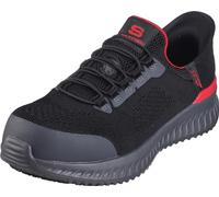 Skechers Tilido Fletchit Hands Free Slip Ins Herren-Slip-On-Sneaker mit Zehenschutz aus Verbundstoff, Schwarz/Rot, 42 EU