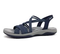 Sandale SKECHERS "REGGAE SLIM TURN IT UP" Gr. 38, blau (navy) Damen Schuhe Skechers Damenschuhe mit elastischen Riemchen (82345818-38)