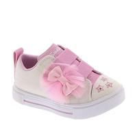 Skechers Twinkle Toes, Sneaker, White Synthetic/Pink Trim,