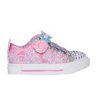 Lauflernschuh SKECHERS "TWINKLE SPARKS LIGHTS", Kinder, Gr. 26, bunt (lavendel, multi), Lederimitat, modisch, Schuhe, Sneaker,Blink,-Klettschuh mit Glitzer, Größenschablone zum Download (56572706-26)