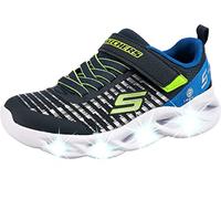 Skechers Twisty Brights NOVLO Sneaker, Navy & Blue Textile/Lime & Silver Trim, 35 EU