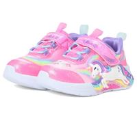 Lauflernschuh SKECHERS "UNICORN CHASER LIGHTS", Kinder, Gr. 21, bunt (pink, multi), Textil, Lederimitat, Glitzer, animal-print, sportlich, Schuhe, Babyschuh, Blinkschuh m. Einhornmotiv, Größenschablon