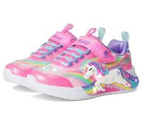 Lauflernschuh SKECHERS "UNICORN CHASER LIGHTS", Kinder, Gr. 21, bunt (pink, multi), Textil, Lederimitat, Glitzer, animal-print, sportlich, Schuhe, Babyschuh, Blinkschuh m. Einhornmotiv, Größenschablon