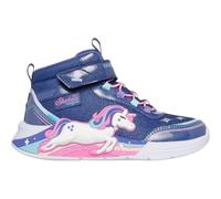 Sneaker SKECHERS "UNICORN CHASER", Kinder, Gr. 28, bunt (navy, multi), Lederimitat, Textil, animal-print, Glitzer, kontrastfarbene Details, casual, Schuhe, Boots mit Einhorn, Größenschablone zum Downl