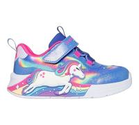 Sneaker SKECHERS "UNICORN CHASER", Kinder, Gr. 22, bunt (blau, multifarben), Textil, kontrastfarbene Details, animal-print, Glitzer, casual, Schuhe, Klettschuh mit blinkendem Einhorn, Größenschablone