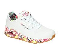 Skechers Damen Uno Loving Love Sneakers, White Durabuck Multi Colored Mesh Trim, 38 EU